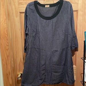 Striped Black and Gray Tunic Top